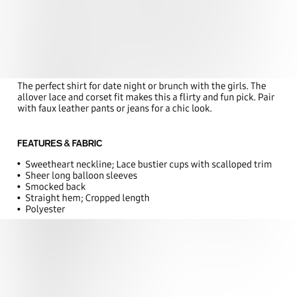 NWT Long sleeve lace crop - Picture 6 of 6